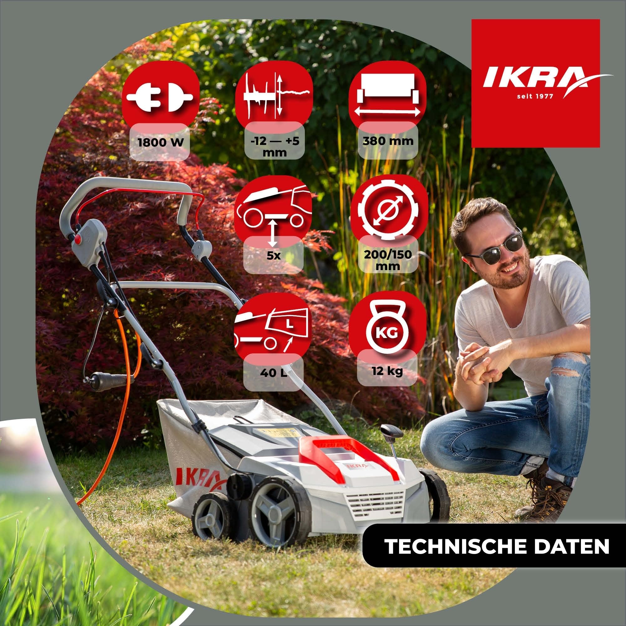 ikra-elektro-vertikutierer-ievl-1838-2in1-38cm-1800w-40l image 5