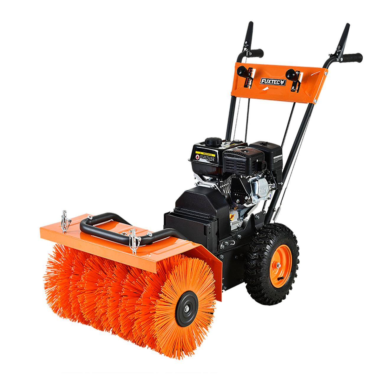 fuxtec-benzin-kehrmaschine-fx-km196-set1-mit-schneefr-se-schneeschild-und-sammel image 2