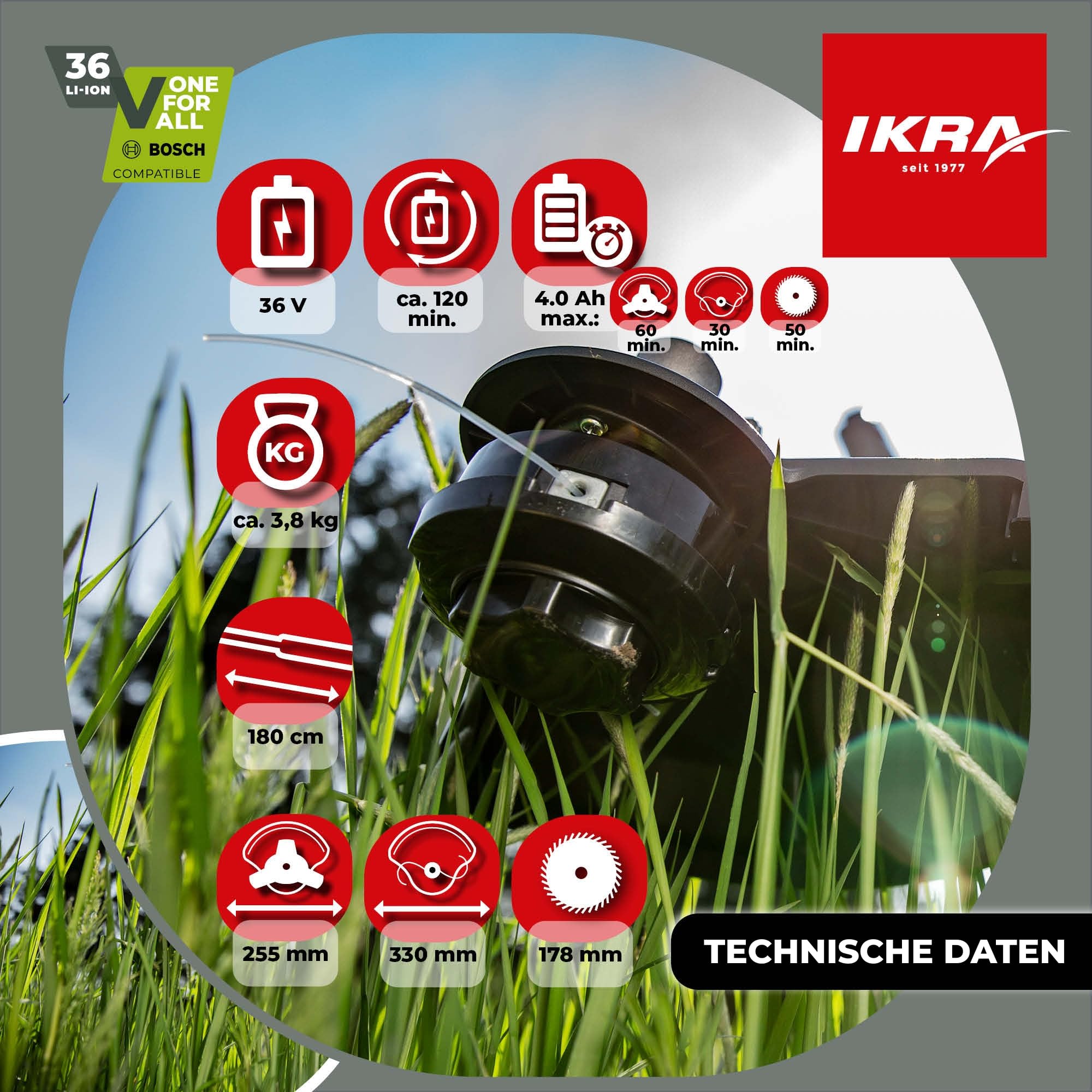 ikra-akku-freischneider-ib-bc-33-36v-4ah-bosch-akku-ladeger-t-3in1 image 7