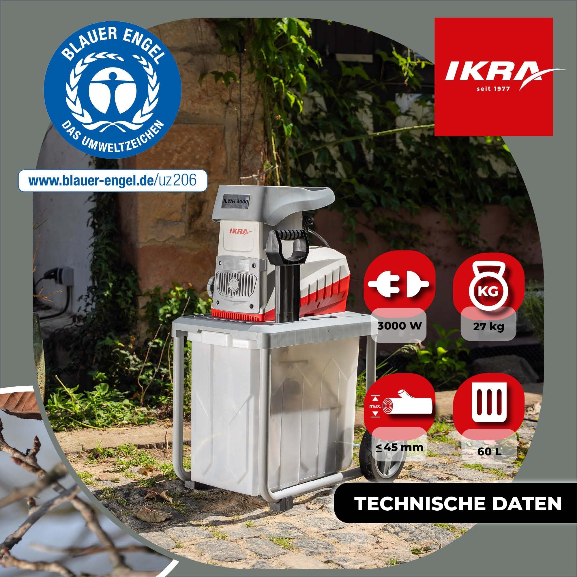 ikra-ilwh-3000-elektro-gartenh-cksler-walzenh-cksler-3000w-45mm-blauer-engel image 5