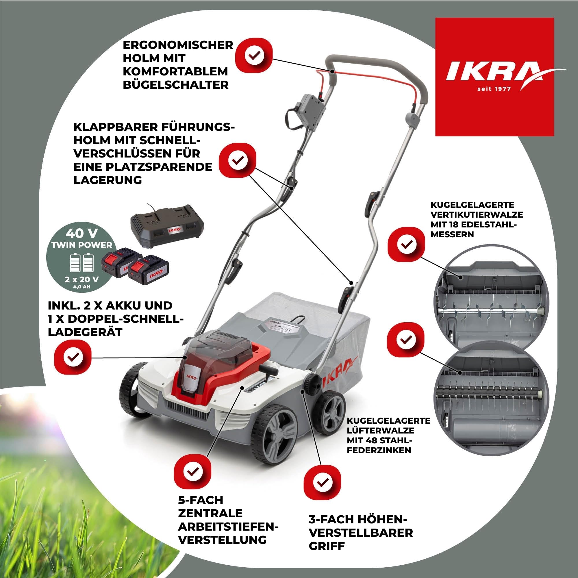 ikra-iavl-2-2040-3in1-akku-vertikutierer-rasenl-fter-40v-40-cm-inkl-2x-4-0ah-akk image 6