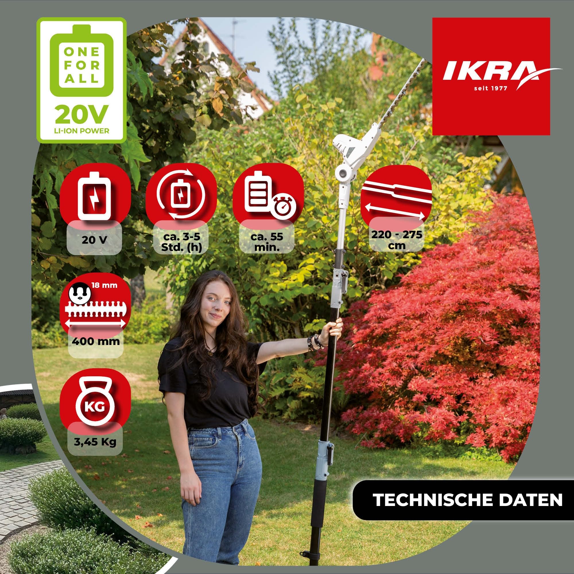 ikra-icph-2040-akku-teleskop-heckenschere-40-cm-20v-inkl-akku image 5