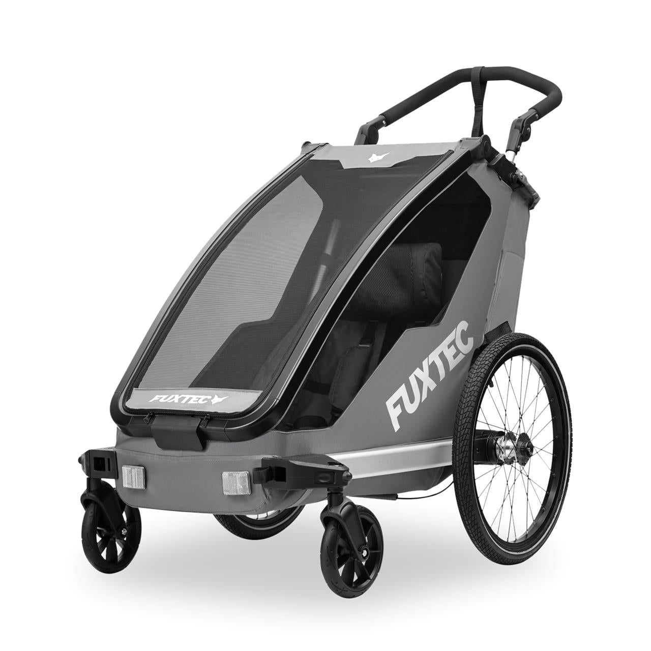 fuxtec-fx-fa1s-fahrradanh-nger-grau-einsitzer-mit-joggerrad image 2