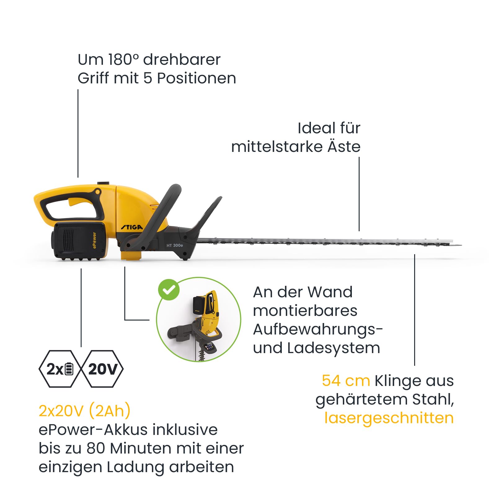 stiga-ht-300e-kit-akku-heckenschere-54-cm-mit-2x-20v-akku image 2