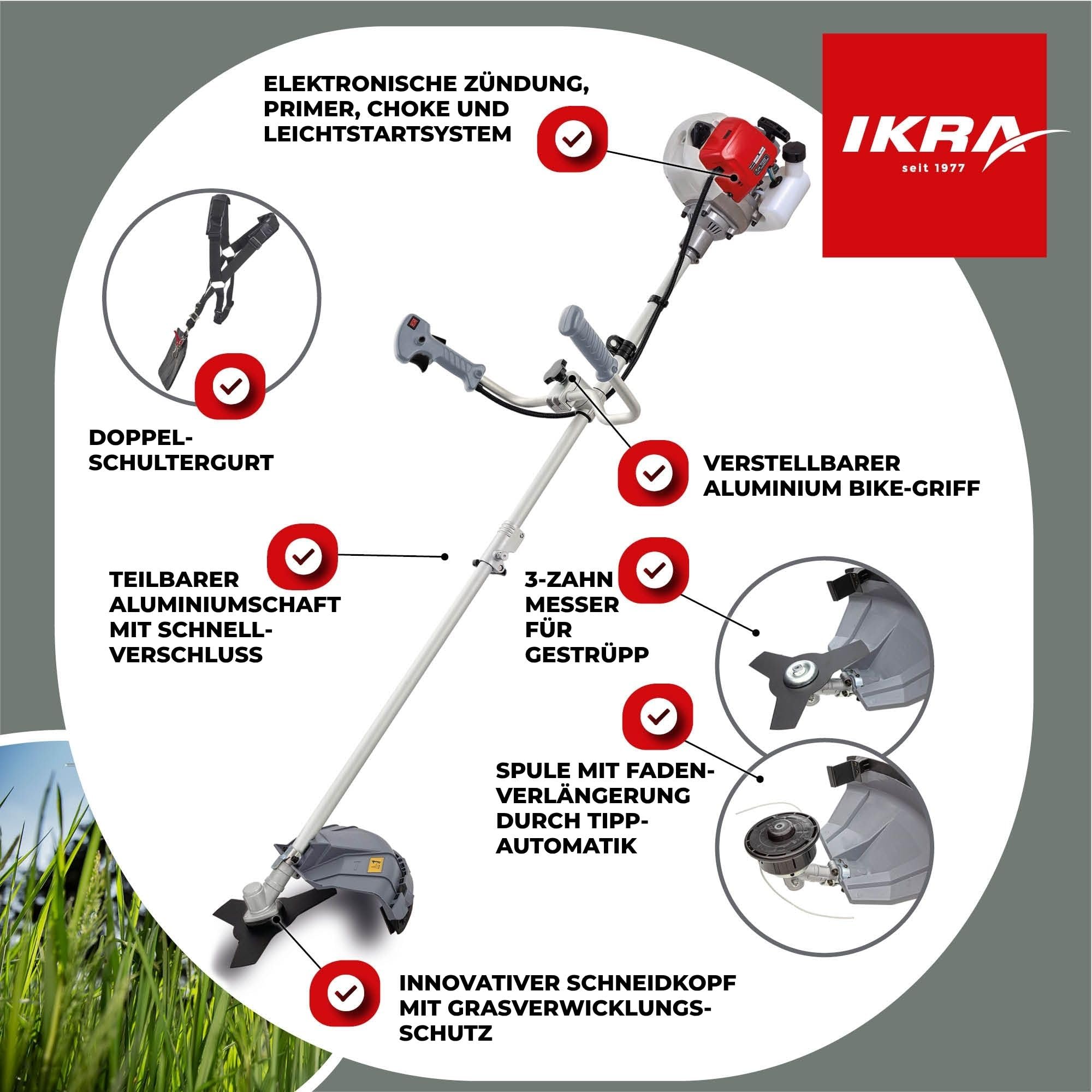 ikra-benzin-freischneider-ibf-43-42-7-cm-1-1-kw-fadenspule-3-zahn-messer image 6