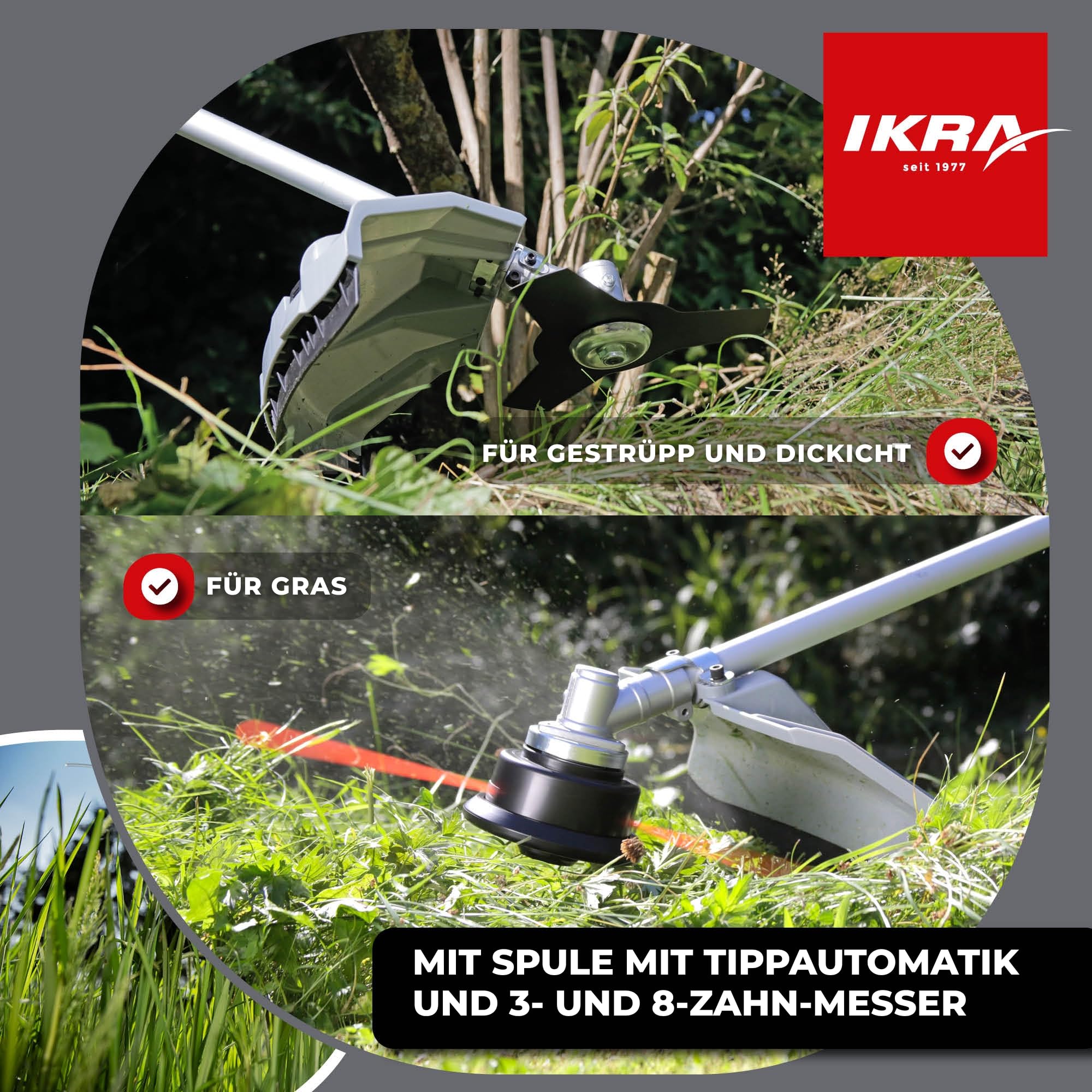ikra-ibf-4342-benzin-freischneider-42-7-cm-1-25-kw-mit-fadenspulen-und-dickichtm image 2