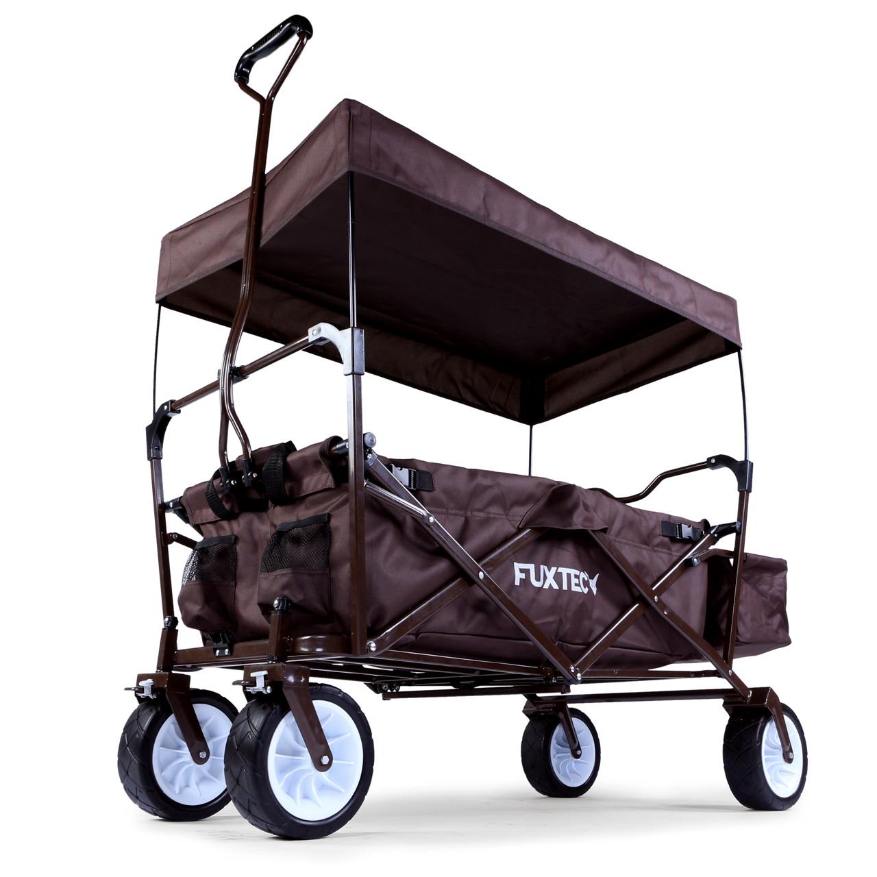 fuxtec-bollerwagen-fx-bw100-schokobraun-faltbar-bis-75-kg-b-ware image 2