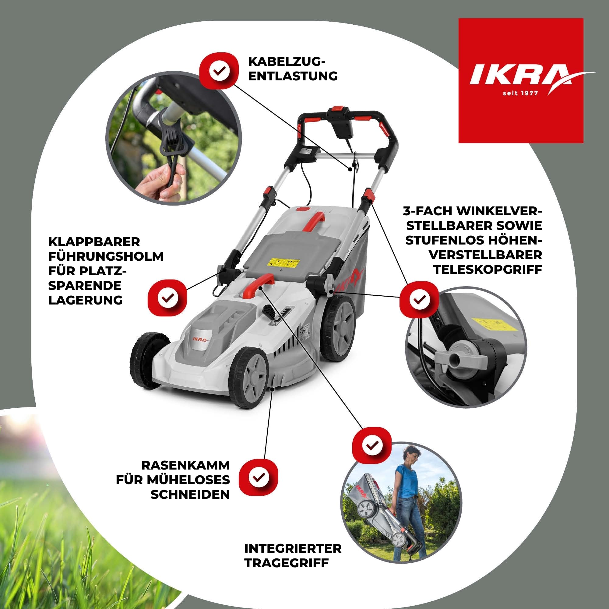 ikra-ierm-2043-t-elektro-rasenm-her-2000-w-43-cm-schnittbreite-mit-mulchkit-und- image 4