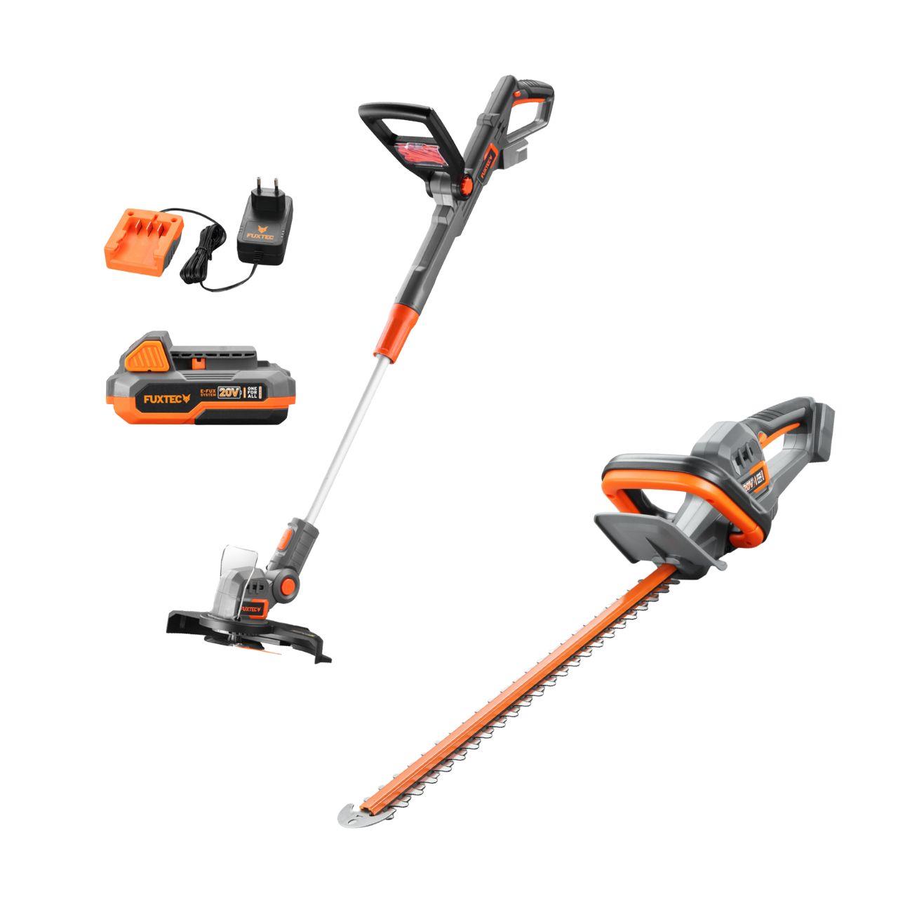 fuxtec-fx-20vset5-20v-akku-garten-set-rasentrimmer-fx-e1rt20set-heckenschere-fx- image 1