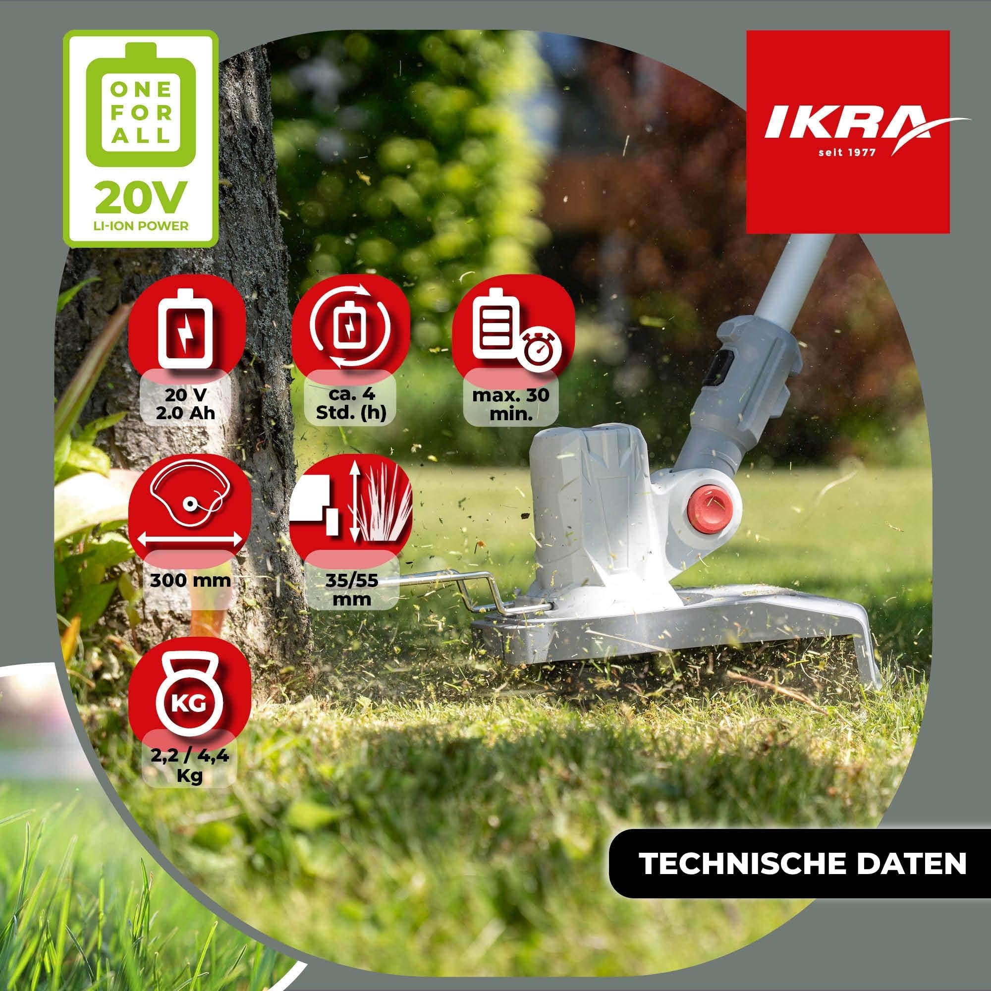 ikra-2in1-akku-rasentrimmer-iart-2030-f-20-v-30-cm-mit-m-heraufsatz image 5