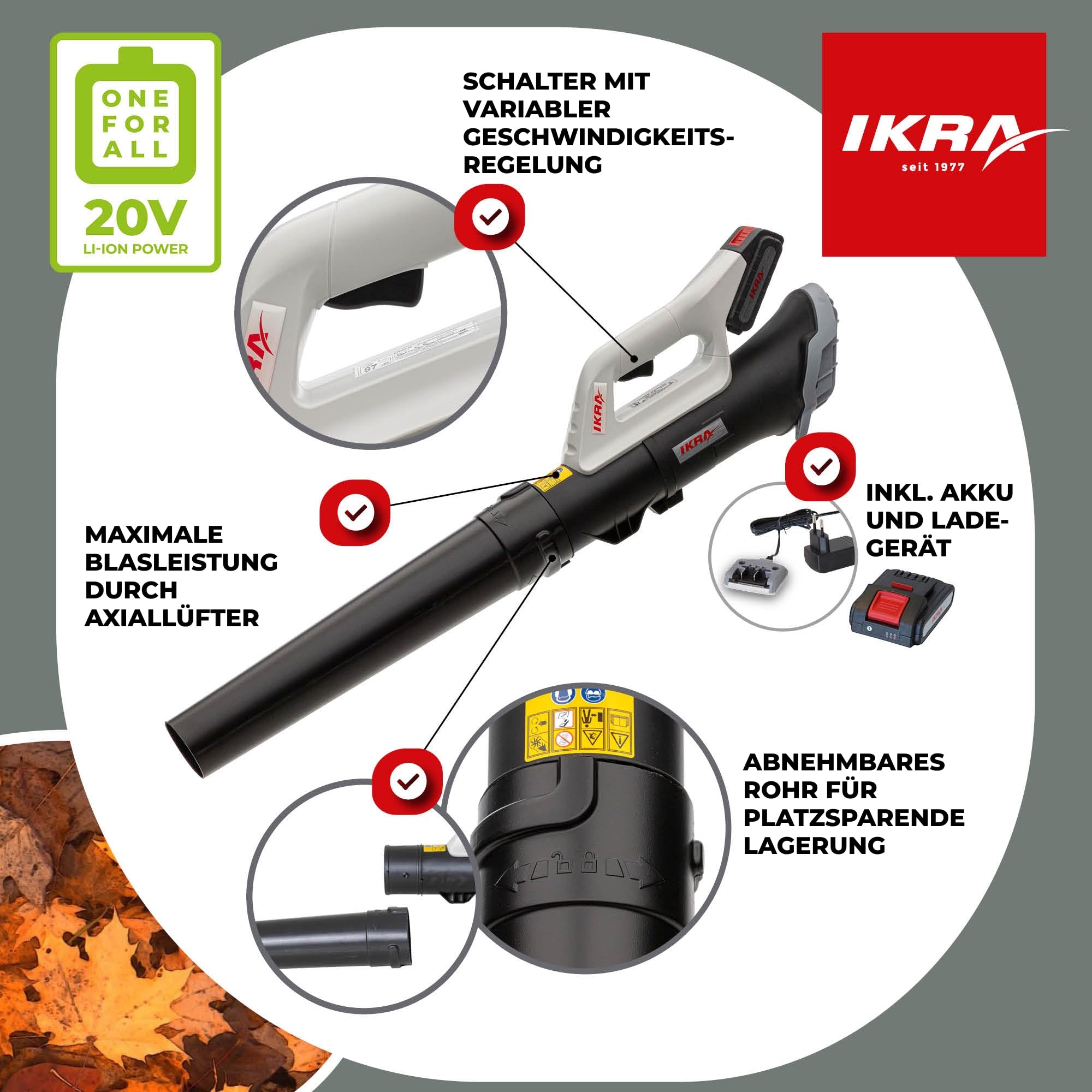 ikra-icb-20-akku-axial-laubbl-ser-150-km-h-inkl-20v-2-0ah-akku-ladeger-t image 7