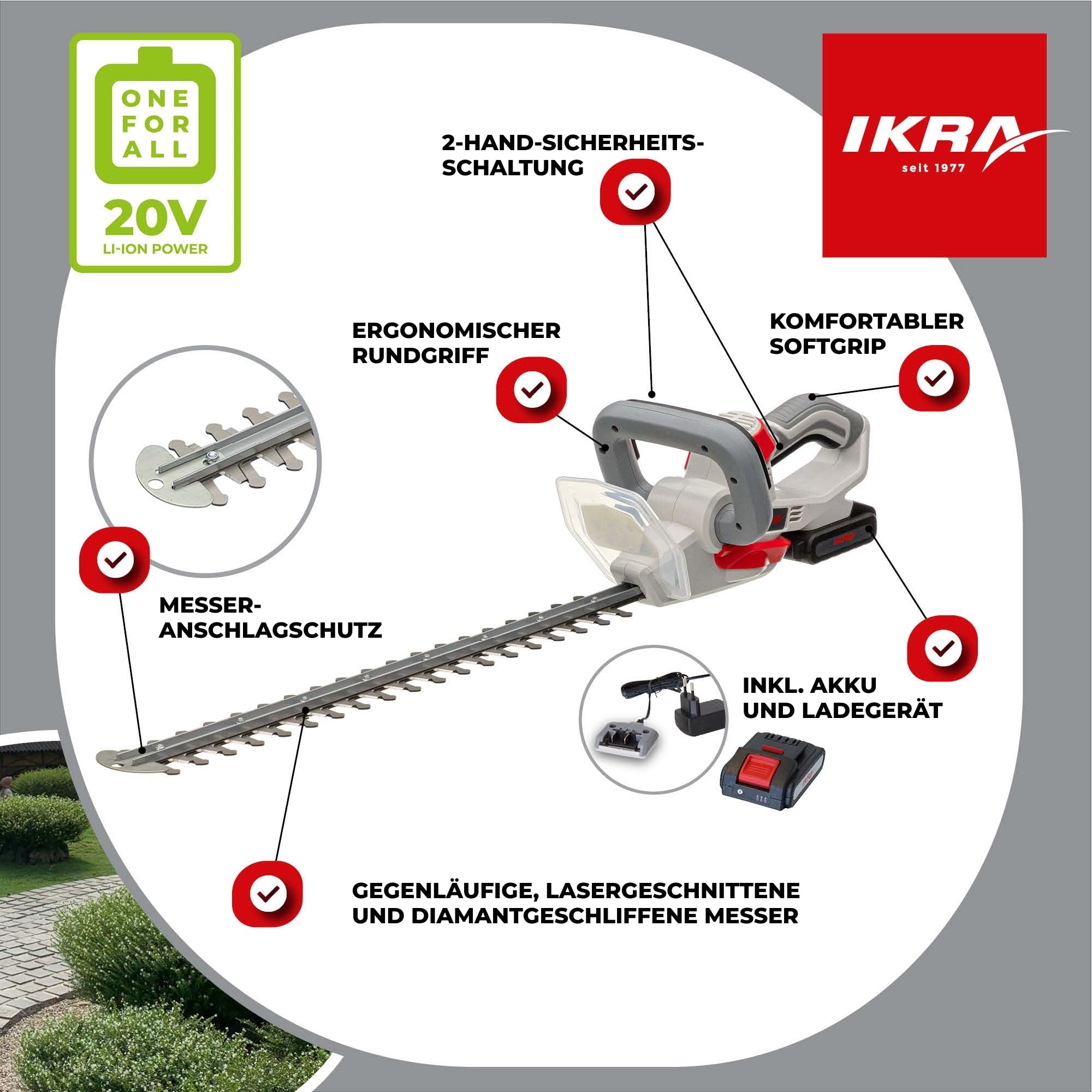 ikra-iahs-20-1-akku-heckenschere-54-cm-inkl-20v-akku-ladeger-t image 6