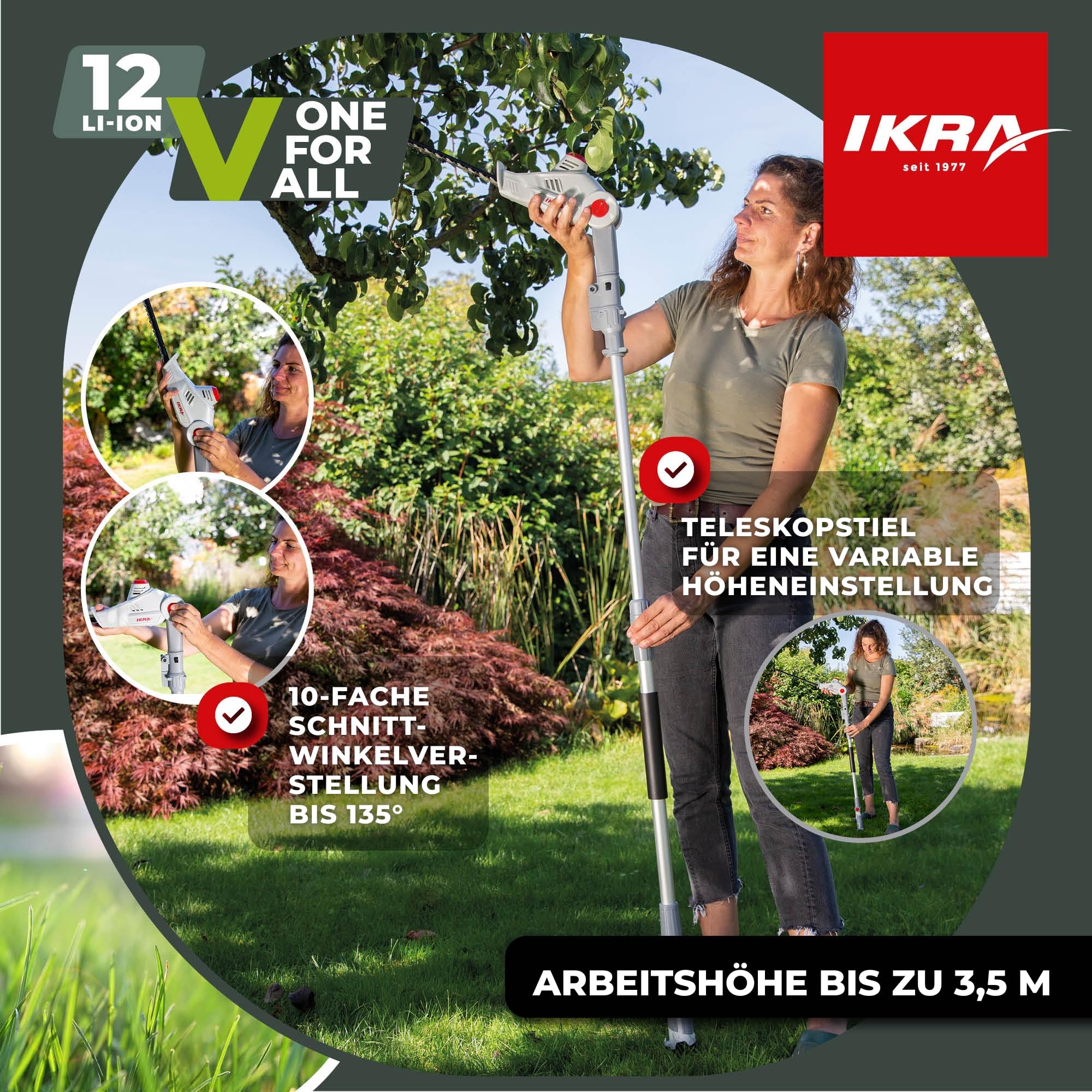 ikra-teleskop-heckenschere-iaths-1241-41-cm-bis-3-5-m-inkl-12v-akku-ladeger-t image 4