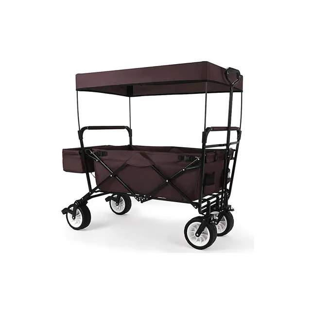 fuxtec-bollerwagen-jw-76cb-braun-faltbar-mit-sonnendach-b-ware image 1