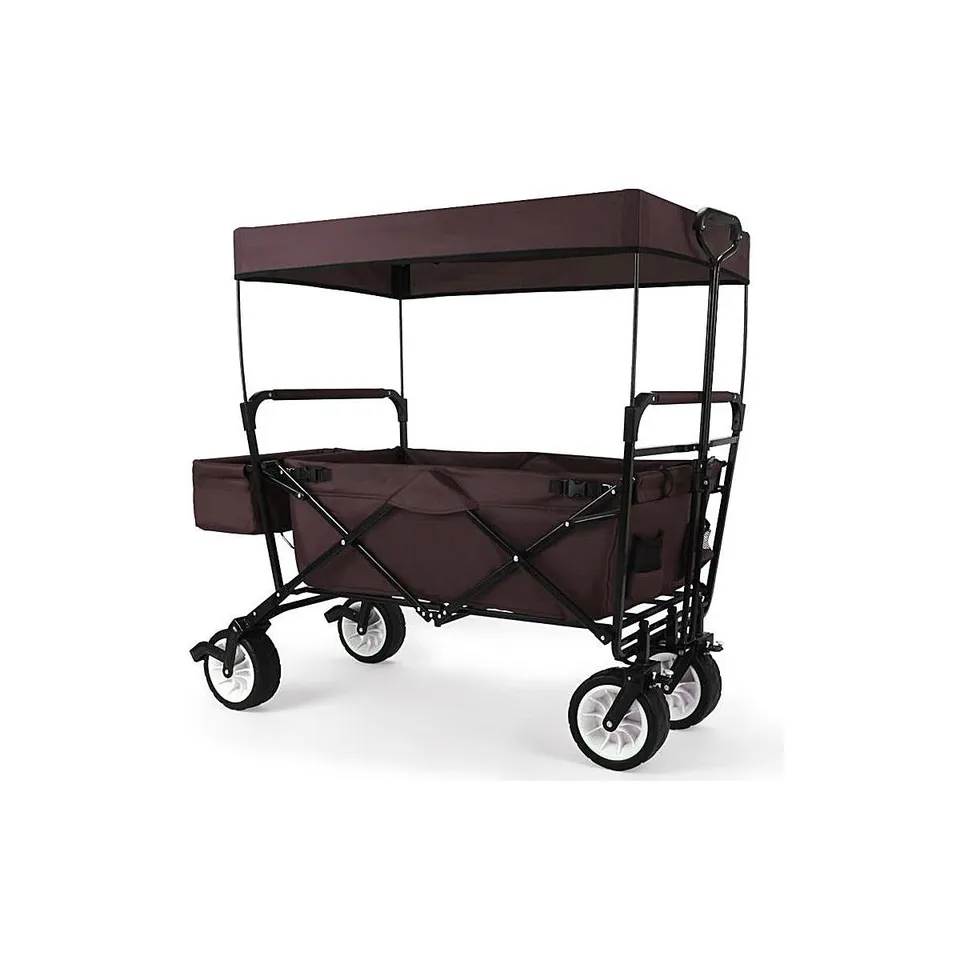 fuxtec-bollerwagen-jw-76cb-braun-faltbar-mit-sonnendach-b-ware image 1