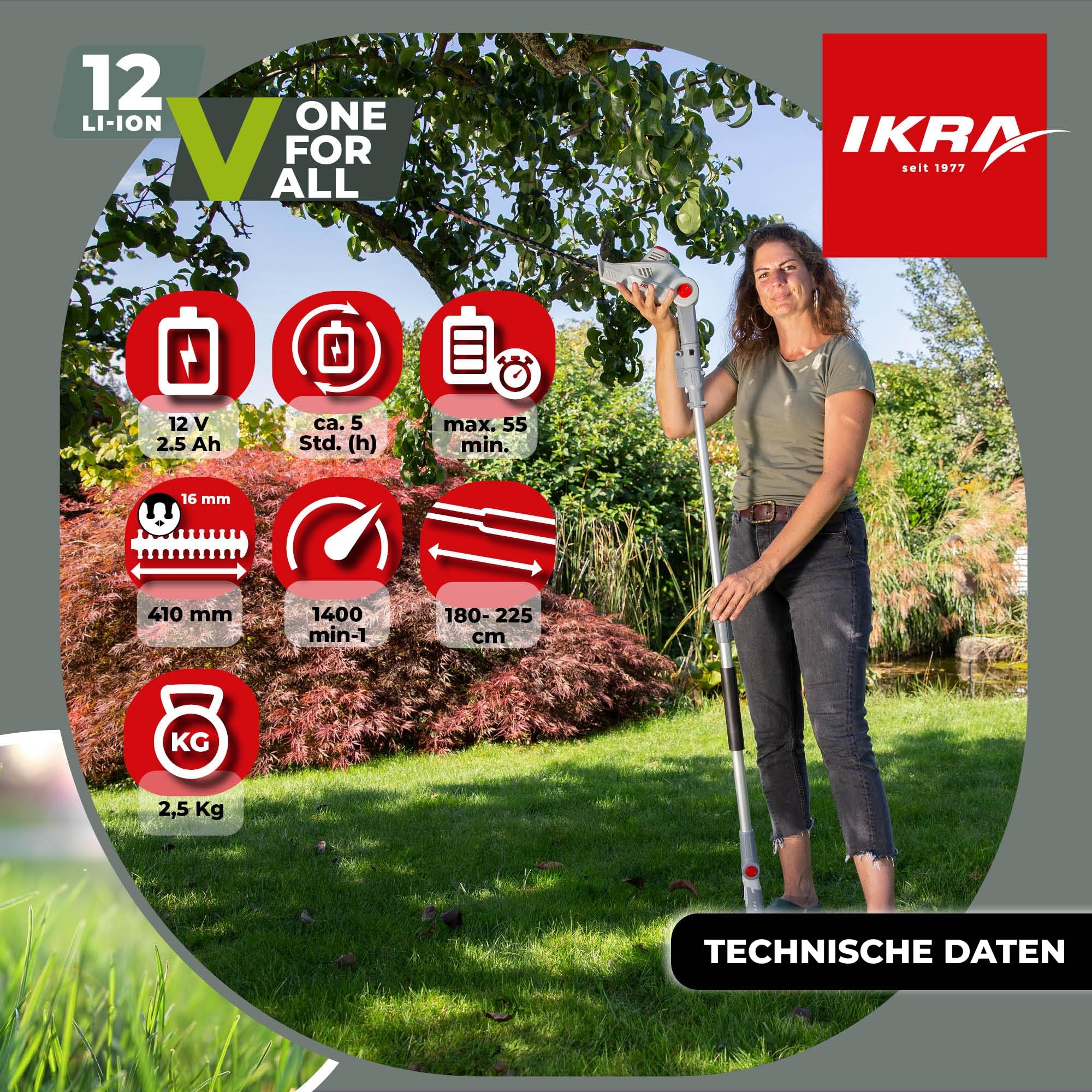 ikra-teleskop-heckenschere-iaths-1241-41-cm-bis-3-5-m-inkl-12v-akku-ladeger-t image 6
