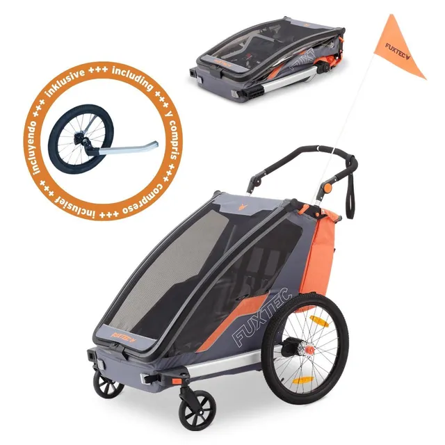 fuxtec-fahrradanh-nger-jogger-sportfux-fx-fa1-mit-jogger-rad-f-r-2-kids image 1