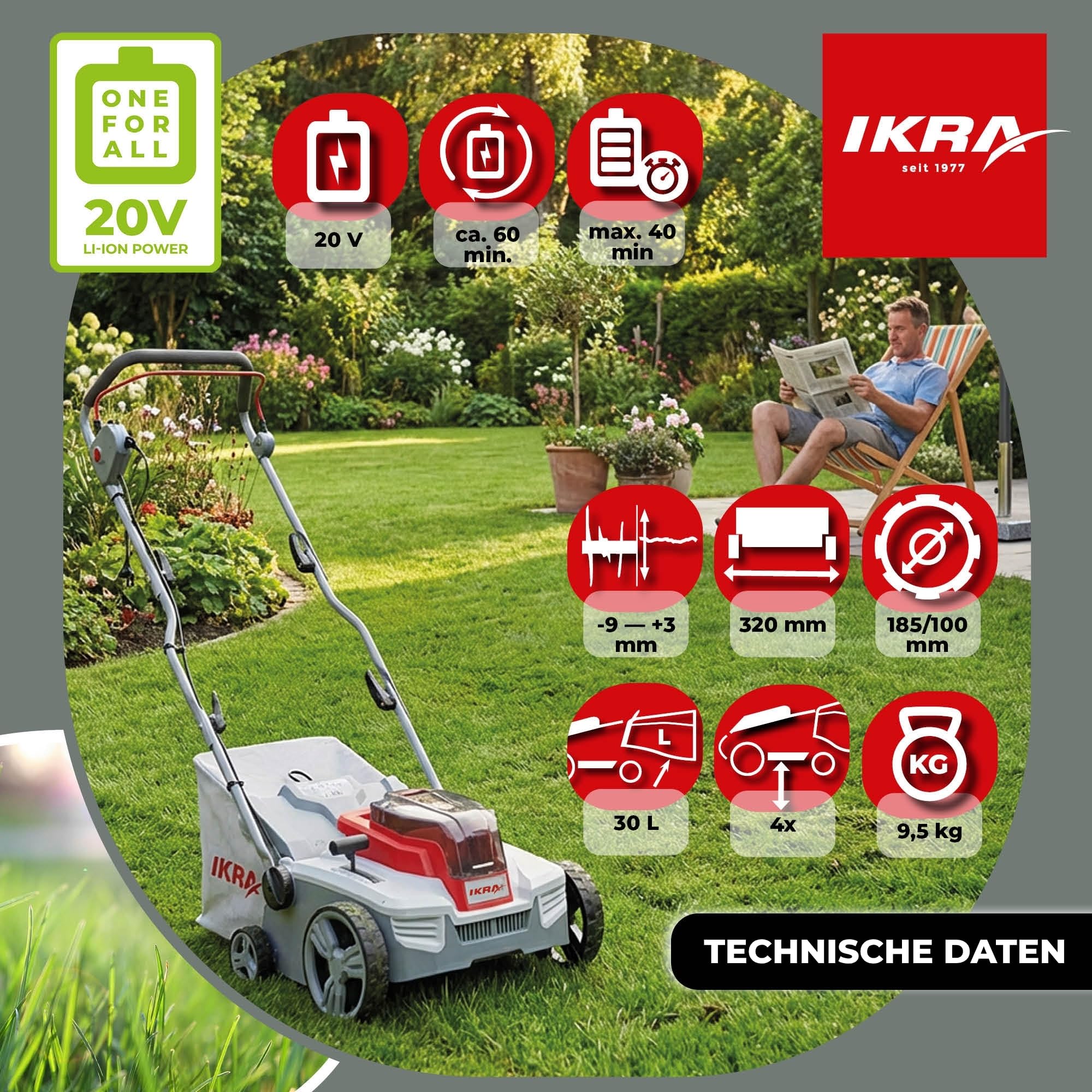 ikra-iavl-2-2032-akku-vertikutierer-3in1-32-cm-40v-mit-2-akkus image 5