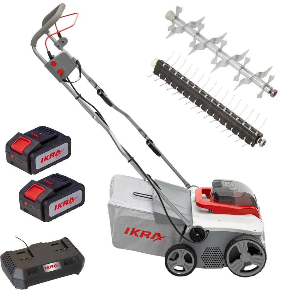 ikra-iavl-2-2040-3in1-akku-vertikutierer-rasenl-fter-40v-40-cm-inkl-2x-4-0ah-akk image 1