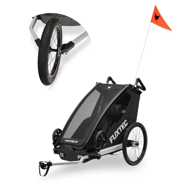 fuxtec-fahrradanh-nger-fx-fa1s-schwarz-einsitzer-mit-joggerrad image 1